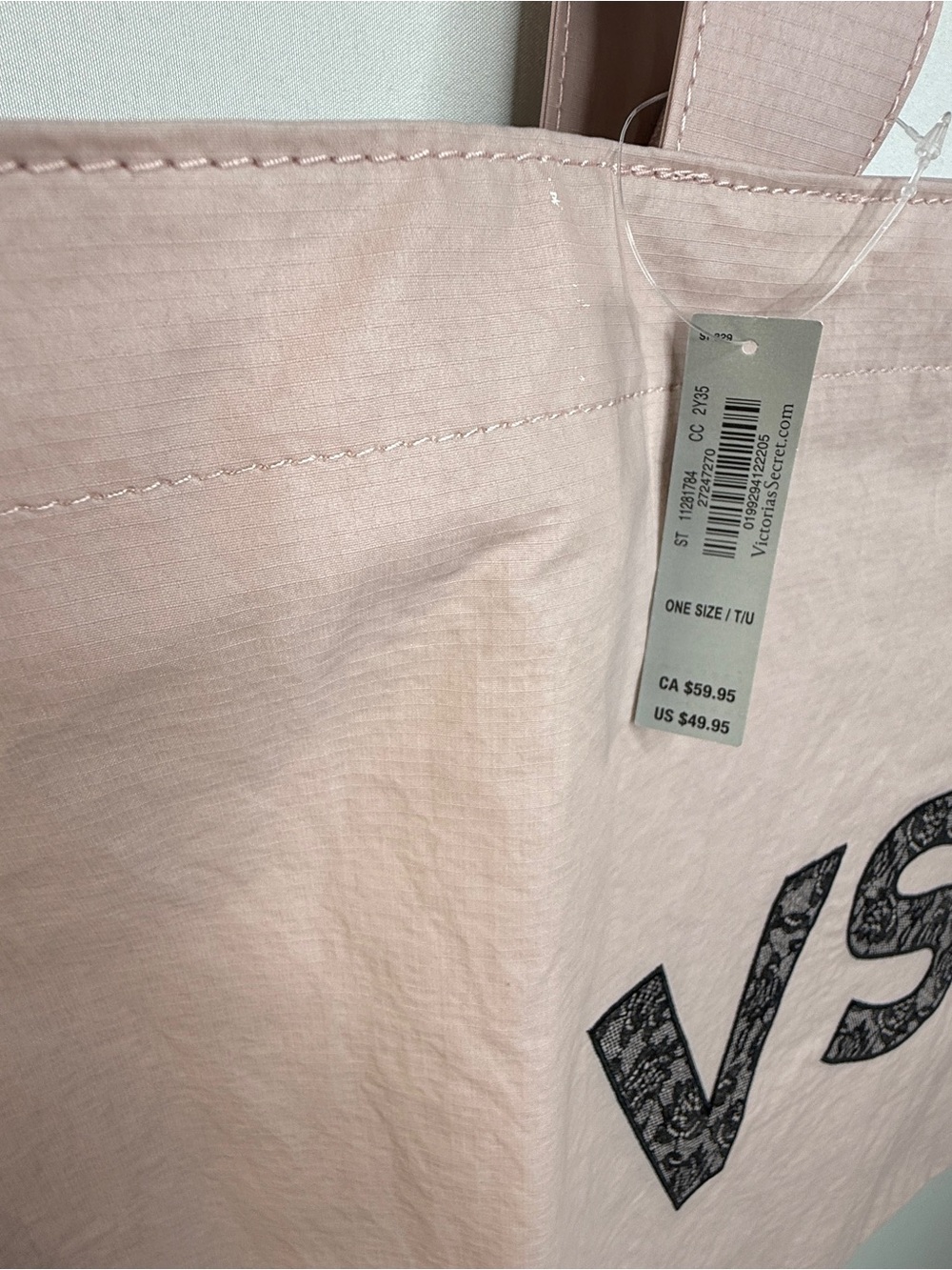 Victoria's Secret VSX Large Light Pink Logo Tote Bag Gym Travel Weekender - Picture 3 of 11